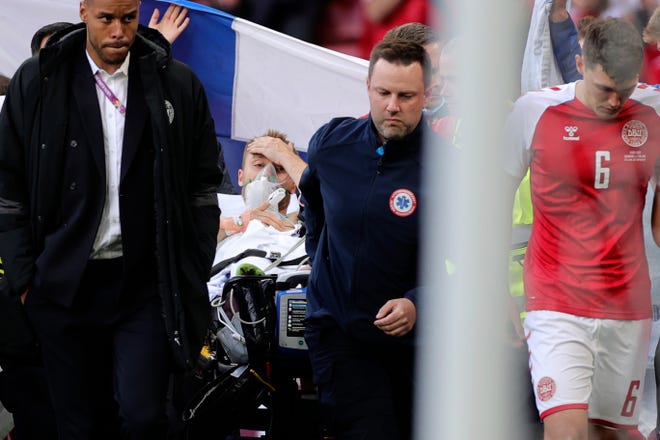 stable after collapsing on field at Euro 2020