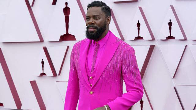 Colman Domingo wears a lit up pink suit at the 2021 Oscars, it took 150 hours to embroider